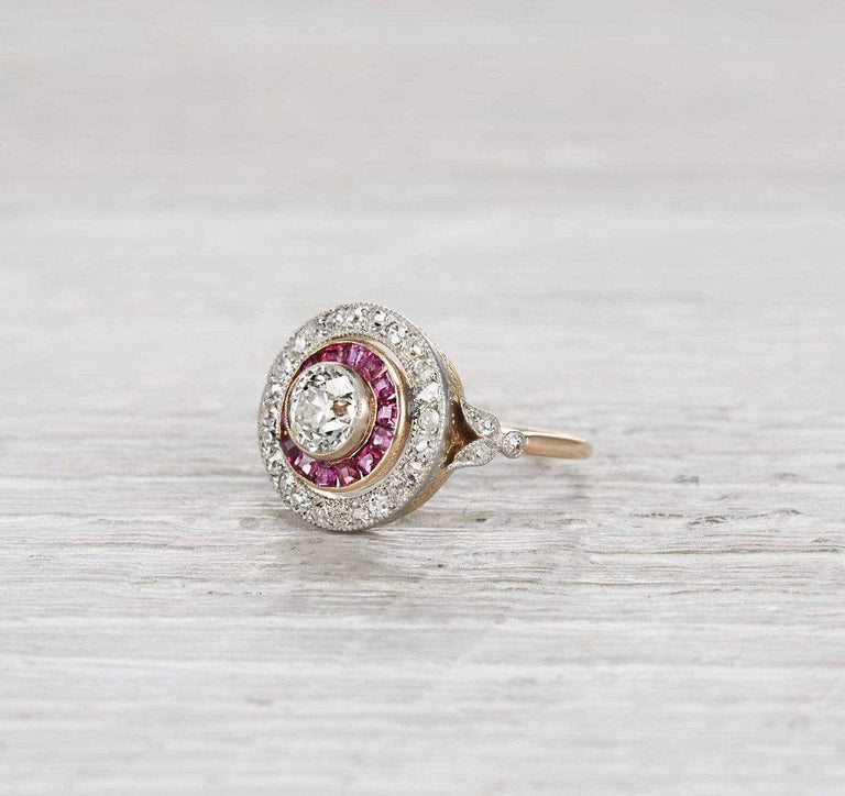 .80 Carat Edwardian Diamond and Ruby Ring