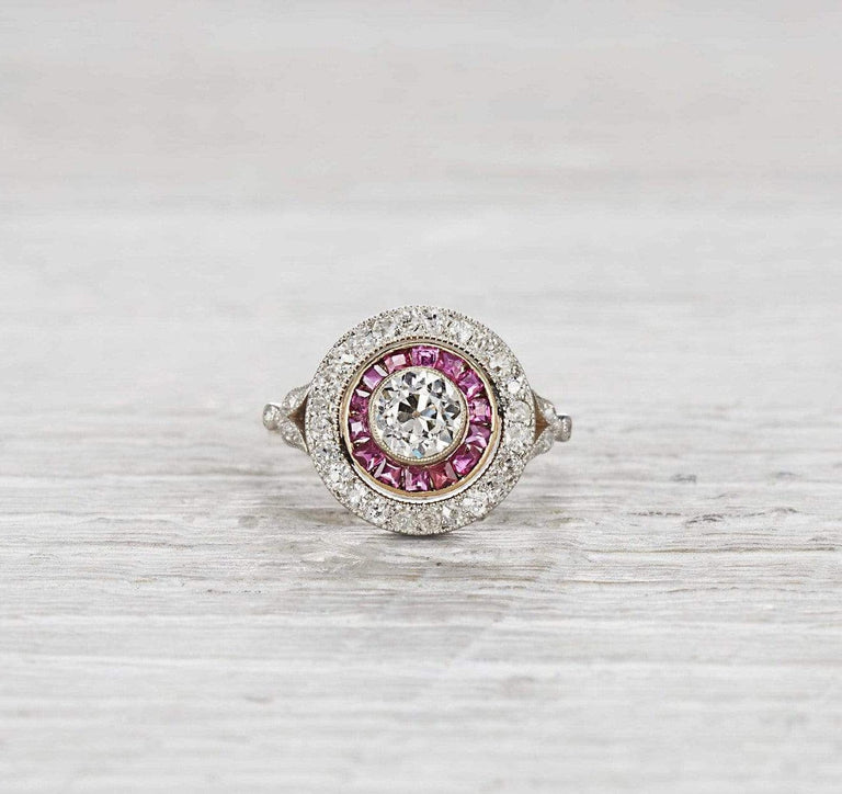 .80 Carat Edwardian Diamond and Ruby Ring