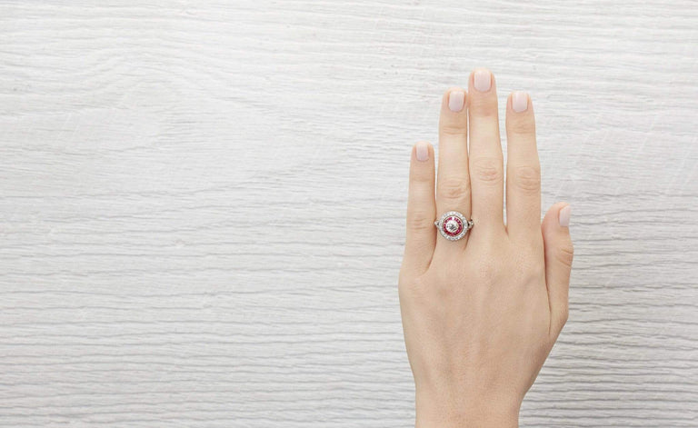 .80 Carat Edwardian Diamond and Ruby Ring