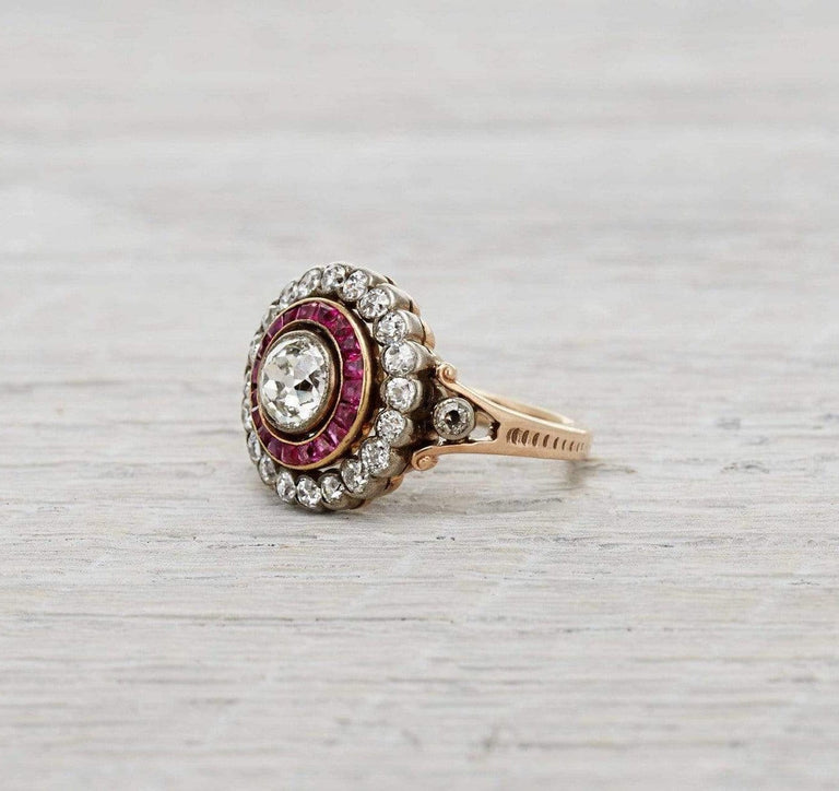 .80 Carat Late Victorian Ruby and Diamond Cluster Ring