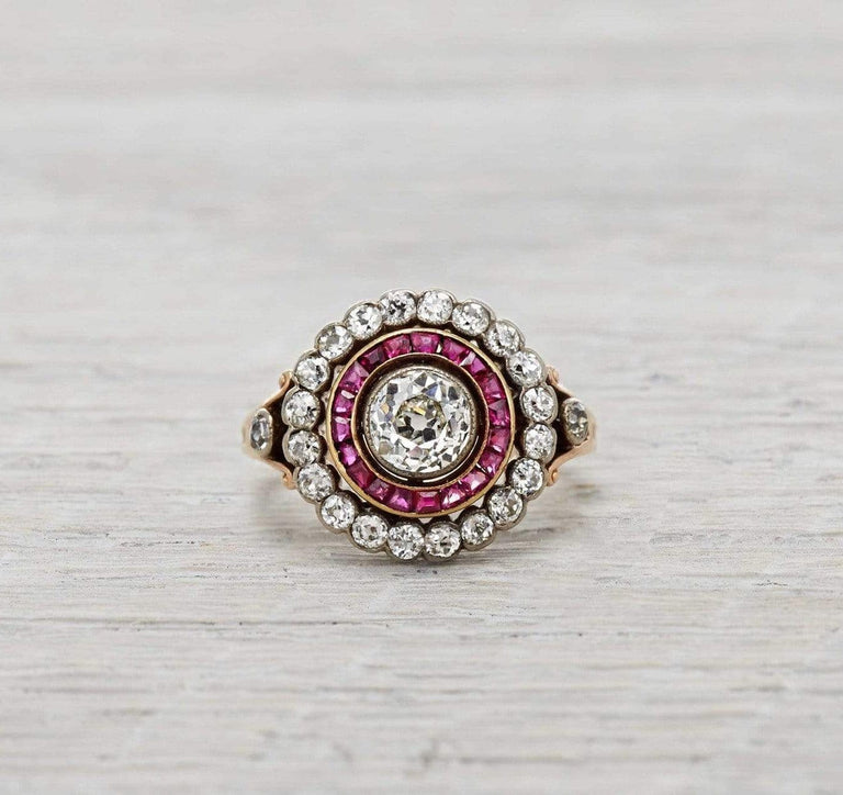 .80 Carat Late Victorian Ruby and Diamond Cluster Ring