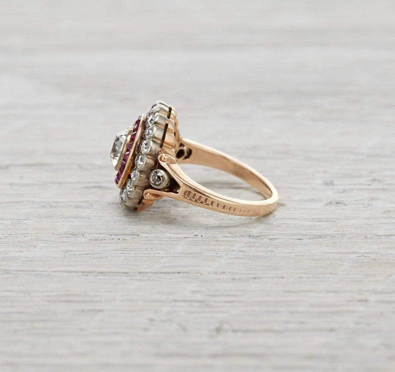 .80 Carat Late Victorian Ruby and Diamond Cluster Ring