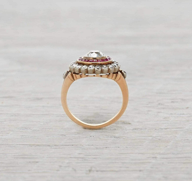 .80 Carat Late Victorian Ruby and Diamond Cluster Ring