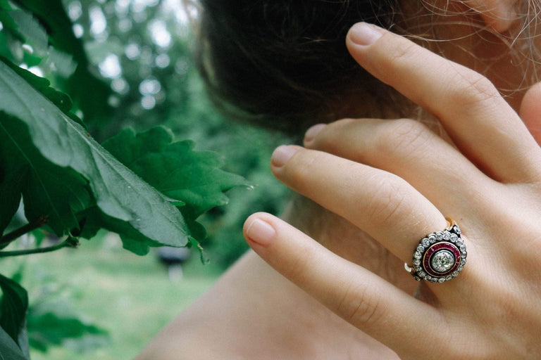 .80 Carat Late Victorian Ruby and Diamond Cluster Ring