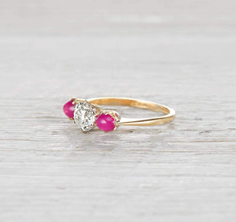 .83 Carat Edwardian Diamond and Ruby Ring
