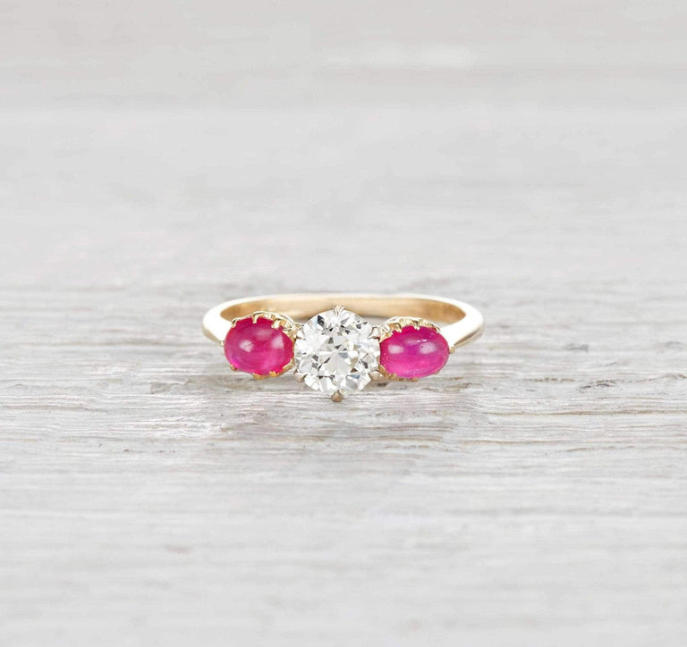 .83 Carat Edwardian Diamond and Ruby Ring