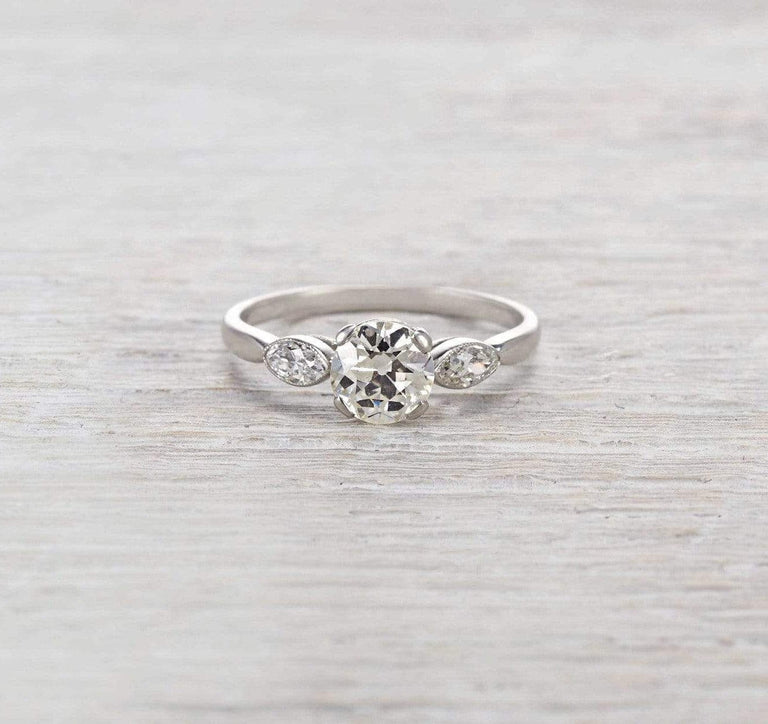 .85 Carat Art Deco Three-Stone Engagement Ring