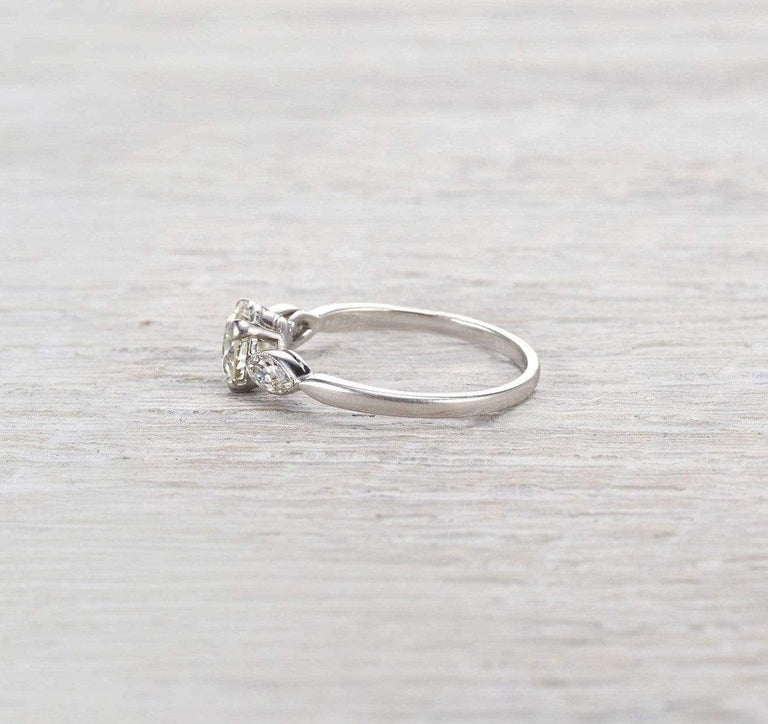 .85 Carat Art Deco Three-Stone Engagement Ring