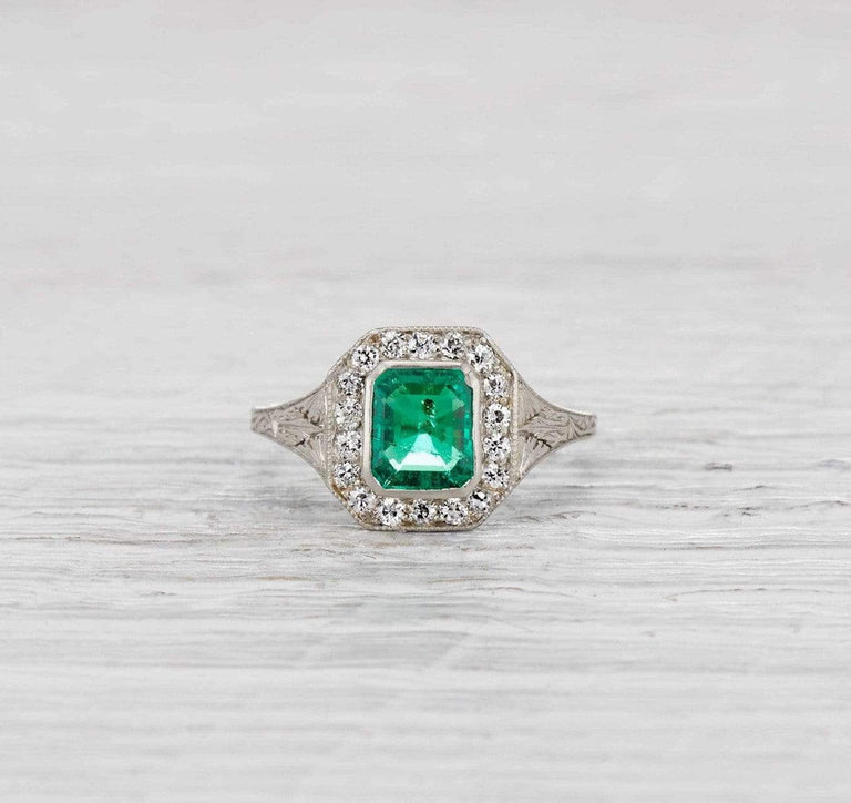 .87 Carat Edwardian Emerald Ring