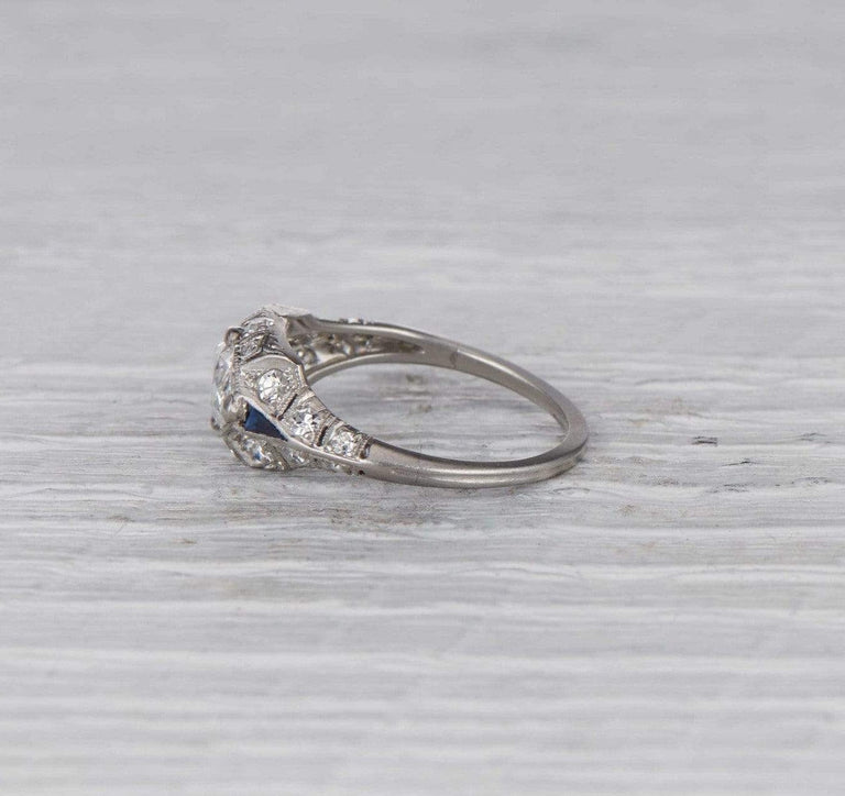 .88 Carat Art Deco Moval East-West Engagement Ring