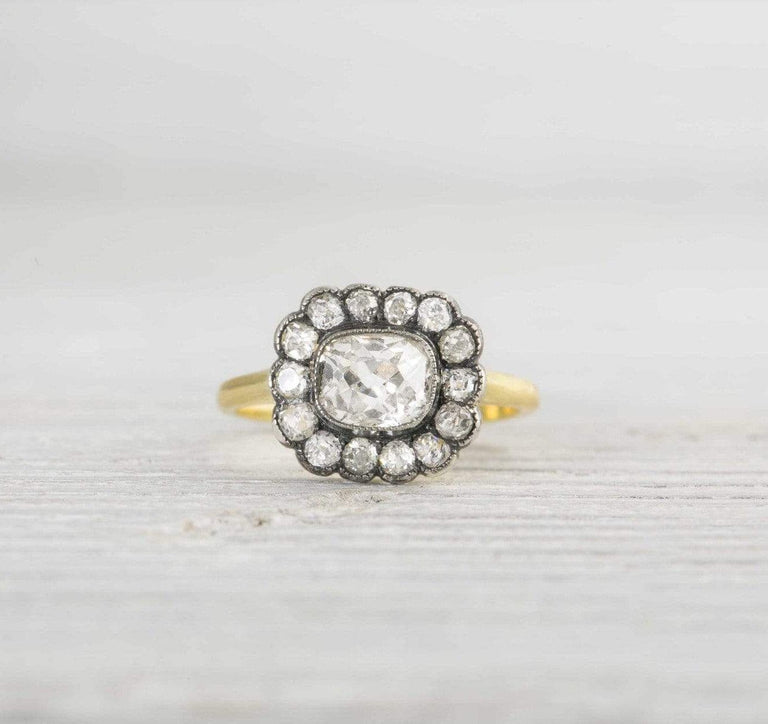 .90 Carat Antique Cluster Engagement Ring