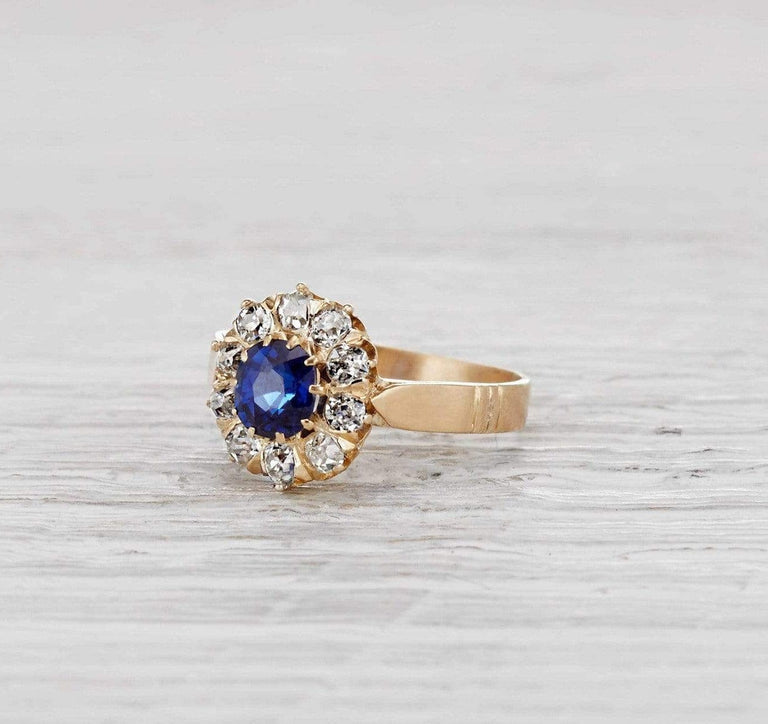 .90 Carat Victorian Sapphire Cluster Ring