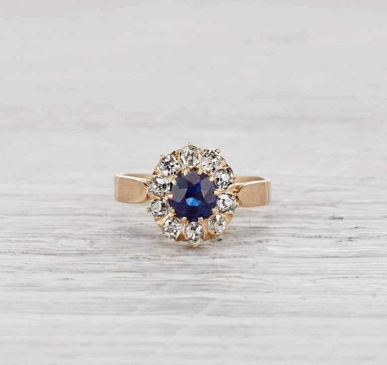 .90 Carat Victorian Sapphire Cluster Ring