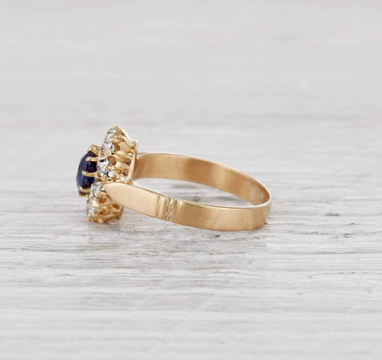 .90 Carat Victorian Sapphire Cluster Ring