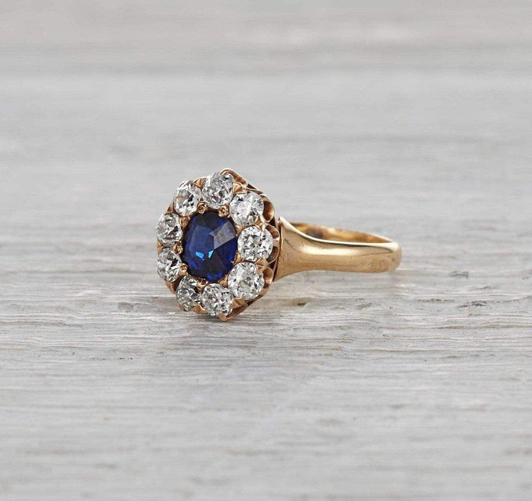 .90 Carat Victorian Sapphire Engagement Ring