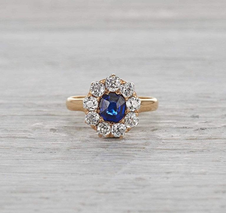 .90 Carat Victorian Sapphire Engagement Ring