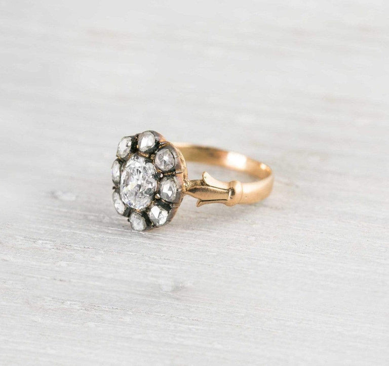 .91 Carat Antique Victorian Cluster Engagement Ring