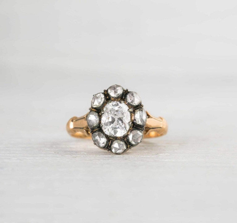 .91 Carat Antique Victorian Cluster Engagement Ring