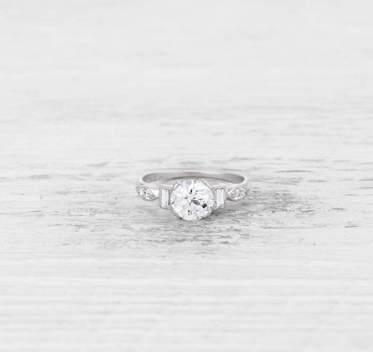 .91 CARAT ART DECO DIAMOND ENGAGEMENT RING