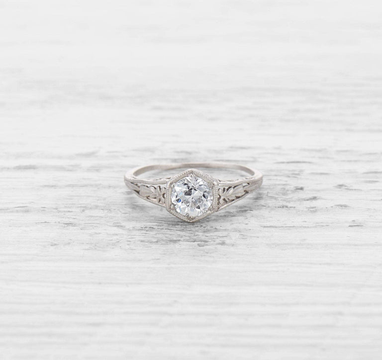 .93 CARAT ART DECO DIAMOND SOLITAIRE ENGAGEMENT RING