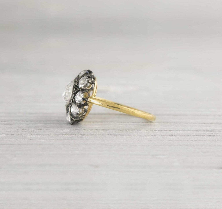 .93 Carat Silver on Gold Victorian Diamond Engagement Ring