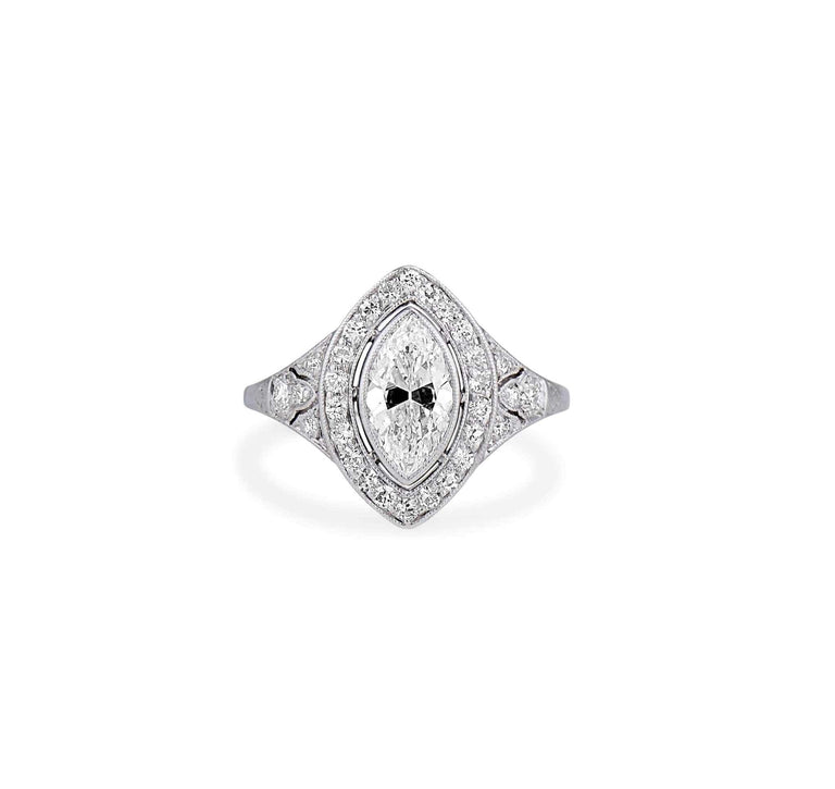 .94 Carat Golconda IIa Marquise Art Deco Diamond Engagement Ring