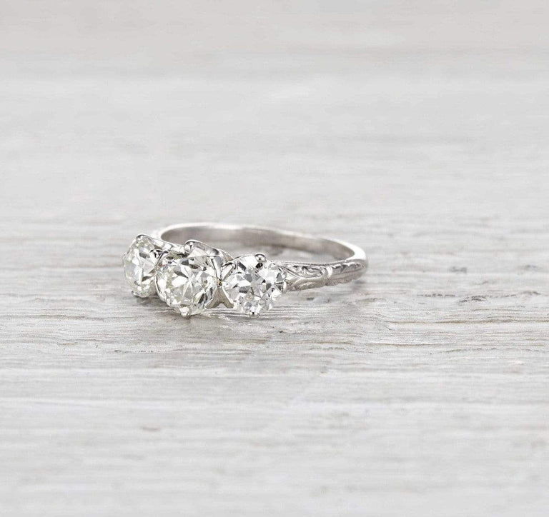 .95 Carat Three Stone Edwardian Engagement Ring