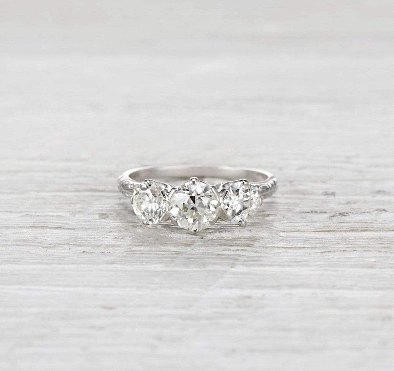 .95 Carat Three Stone Edwardian Engagement Ring