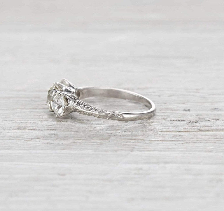 .95 Carat Three Stone Edwardian Engagement Ring