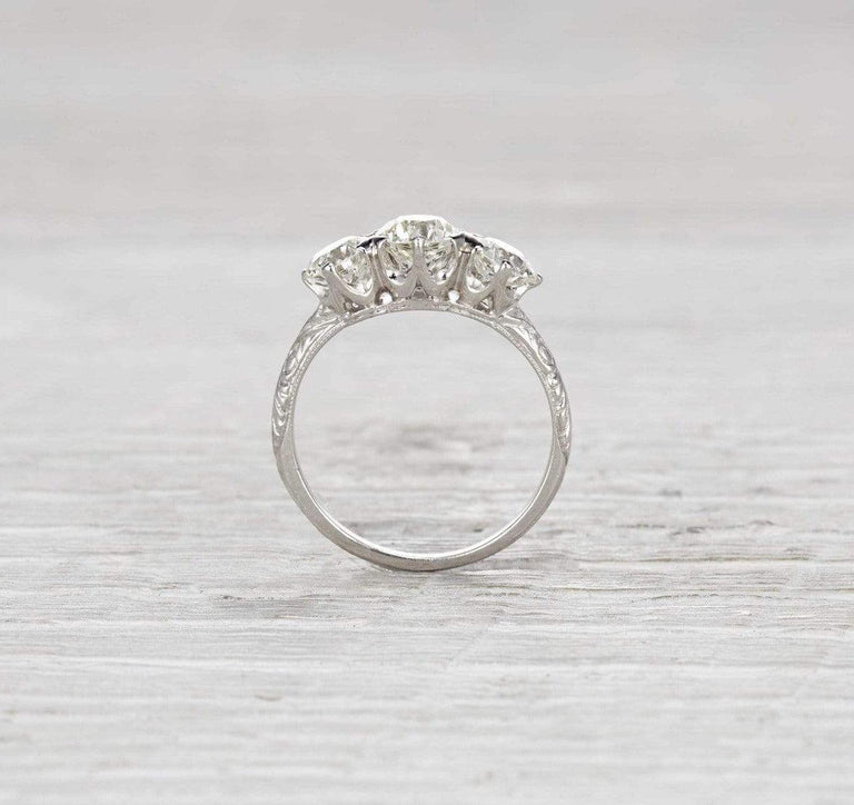 .95 Carat Three Stone Edwardian Engagement Ring