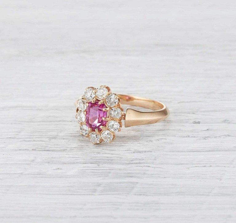 .95 Carat Victorian Pink Sapphire Ring