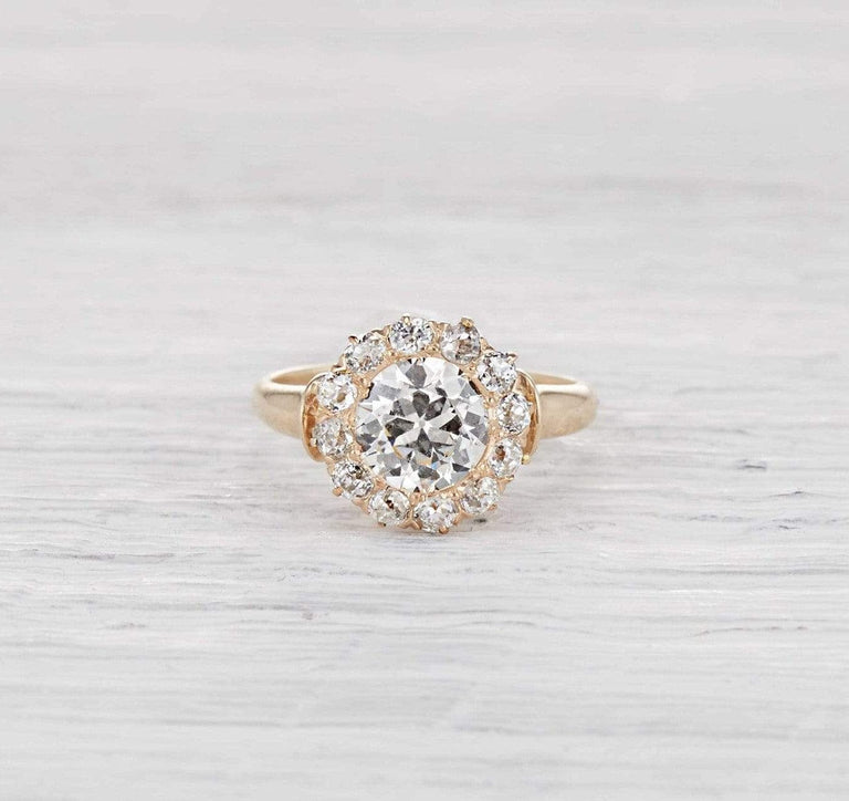 .98 Carat Victorian Cluster Engegement Ring