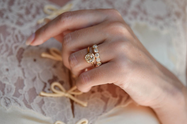 Georgian Collet Old Mine Diamond 18k Yellow Gold Engagement Ring One For You 2.07