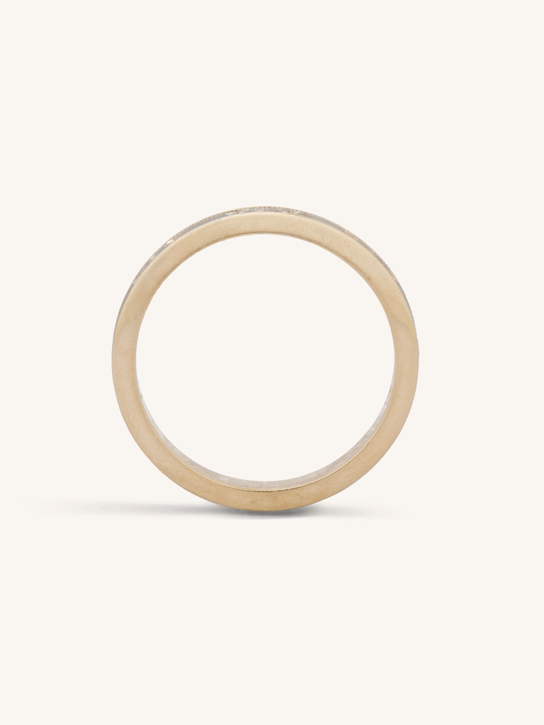 Antique 14k Yellow Gold Two-Tone Geometric Milgrain Wedding Band - Size 5.5 profile