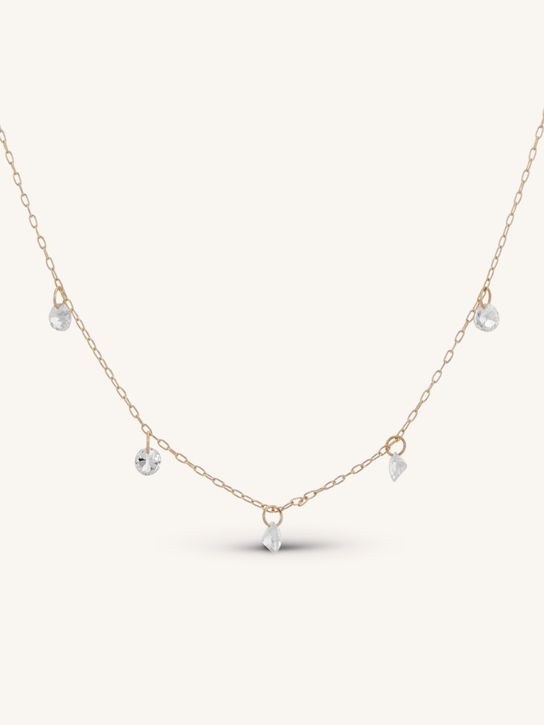 Antique "Floating" Drilled Old Mine Diamond Necklace | Stellar 1.89