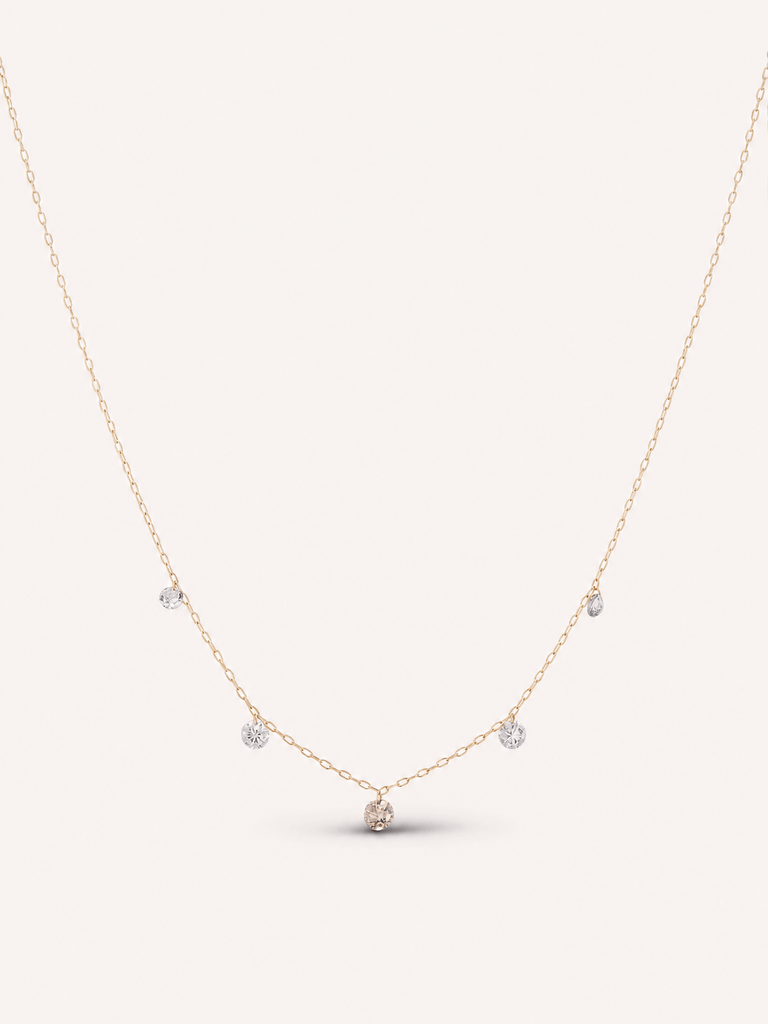 Antique Floating Old Mine Diamond Necklace Stellar 1.62