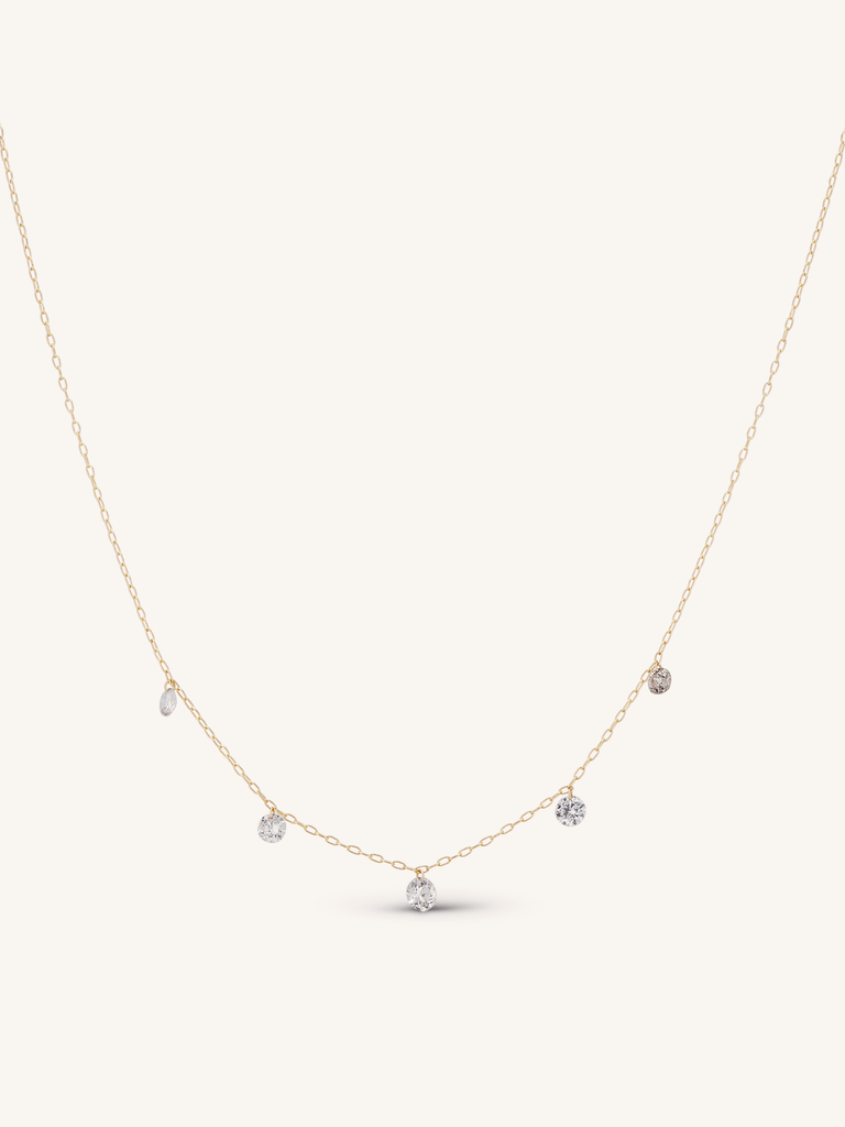 Antique Floating Old Mine Diamond Necklace Stellar 1.72