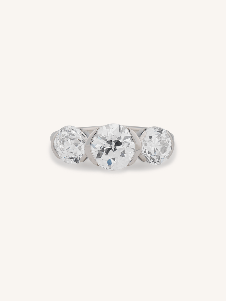 Antique Old European Cut Diamond Platinum Three Stone Engagement Ring rule of three 1.57