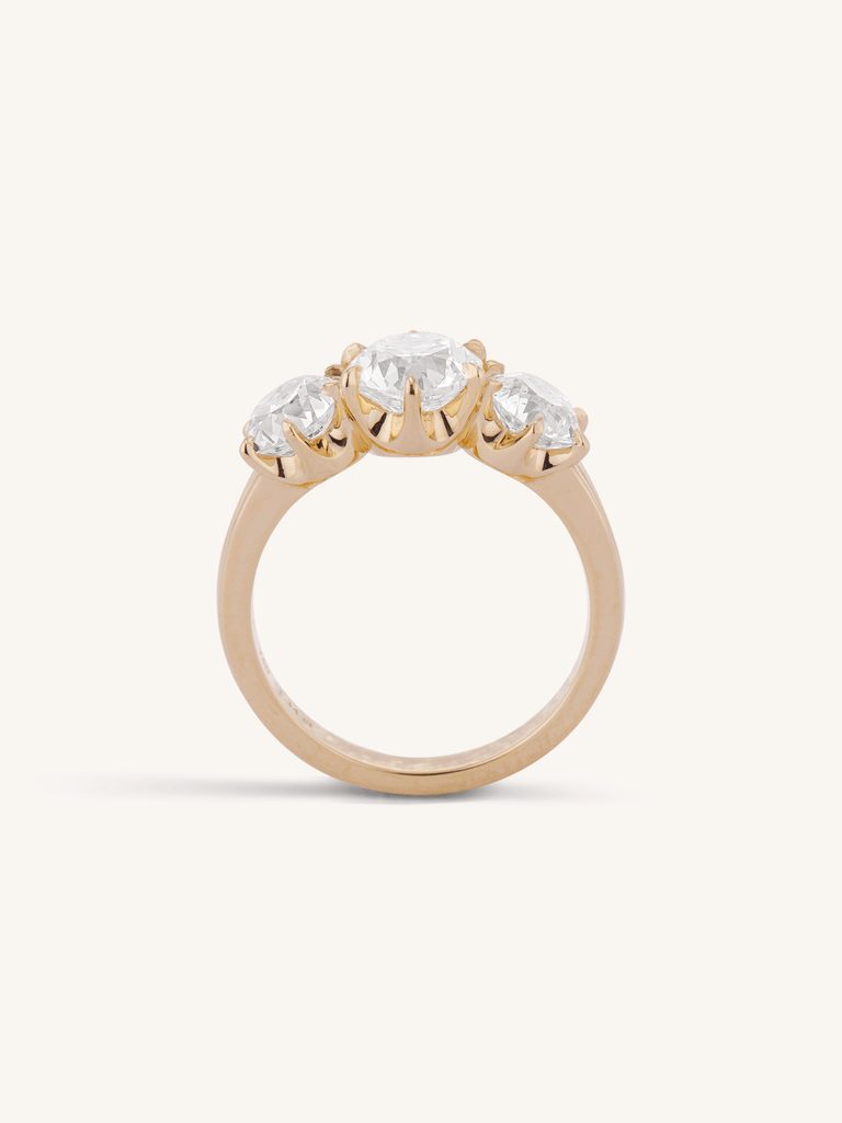 Antique Old European Cut Diamond Vintage Inspired Three Stone Engagement Ring Alya 1.34