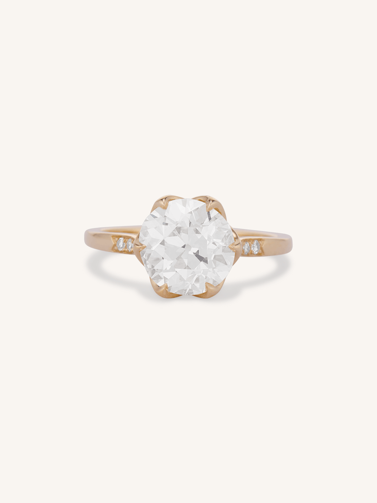 Antique Old European Cut Diamond Vintage Inspired Yellow Gold Engagement Ring Hydra 2.91