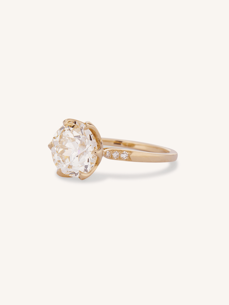 Antique Old European Cut Diamond Vintage Inspired Yellow Gold Engagement Ring Hydra 2.91