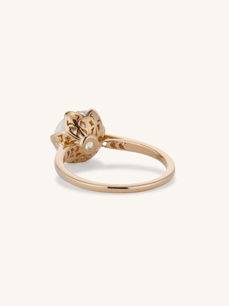 Antique Old European Cut Diamond Vintage Inspired Yellow Gold Engagement Ring Hydra 2.91
