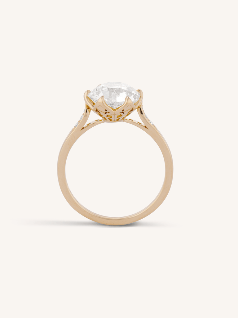 Antique Old European Cut Diamond Vintage Inspired Yellow Gold Engagement Ring Hydra 2.91