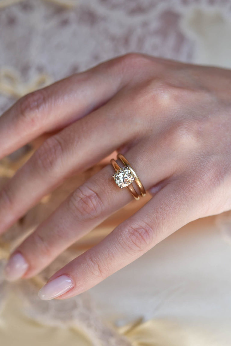 Antique Old Mine Cushion Cut Diamond Engagement Ring Starr 1.93