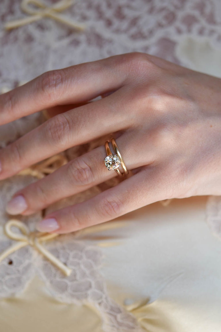 Antique Old Mine Cushion Cut Diamond Engagement Ring Starr 1.93