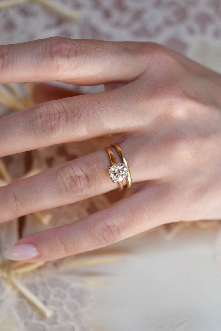 Antique Old Mine Cushion Cut Diamond Engagement Ring Starr 1.93