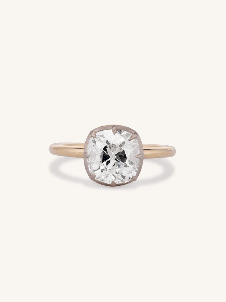 Antique Old Mine Cushion Cut Diamond Georgian Collet Engagement Ring One For You 2.36