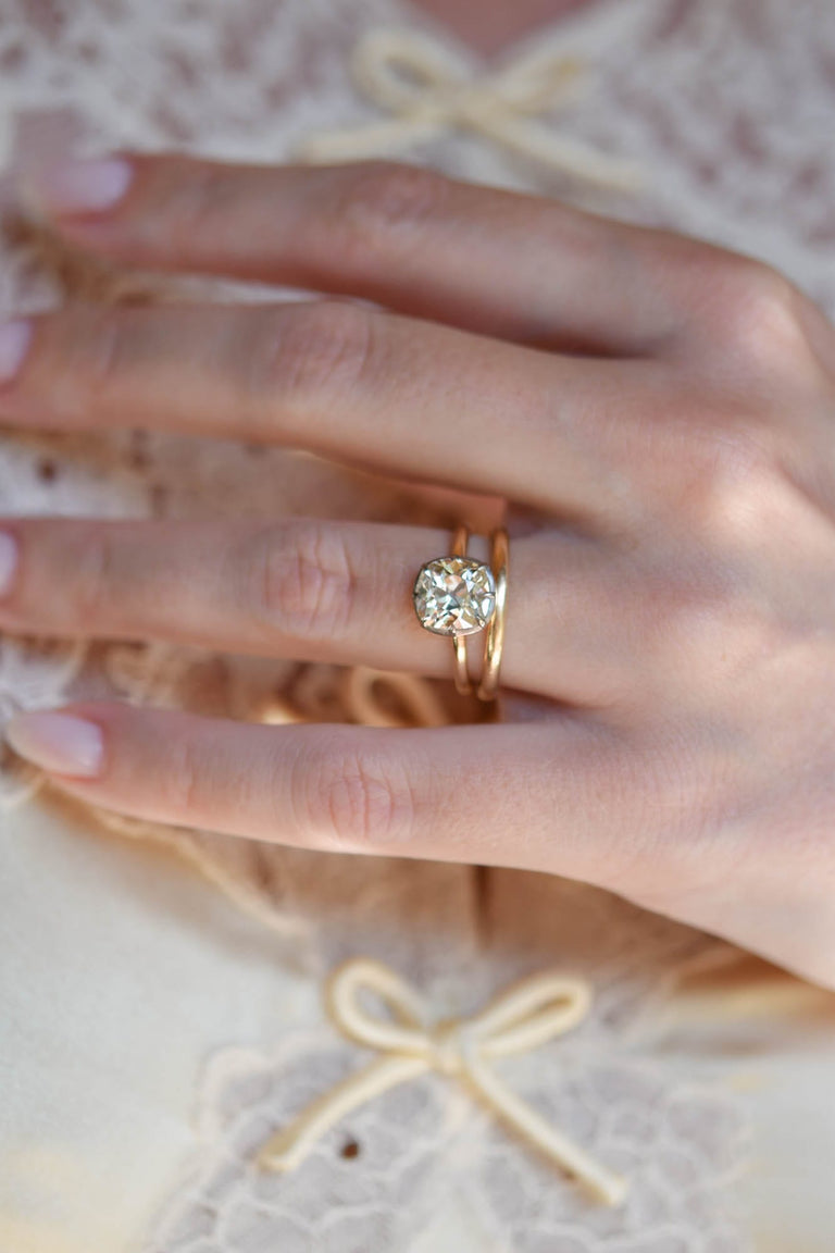 Antique Old Mine Cushion Cut Diamond Georgian Collet Engagement Ring One For You 2.36