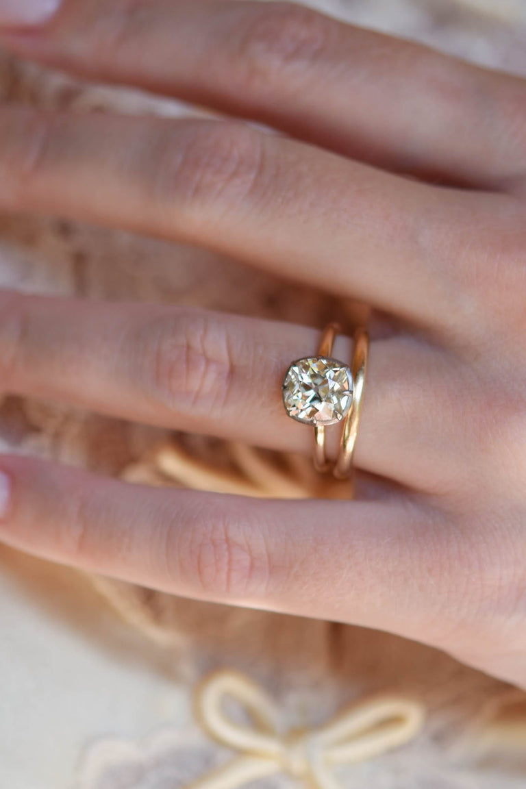 Antique Old Mine Cushion Cut Diamond Georgian Collet Engagement Ring One For You 2.36