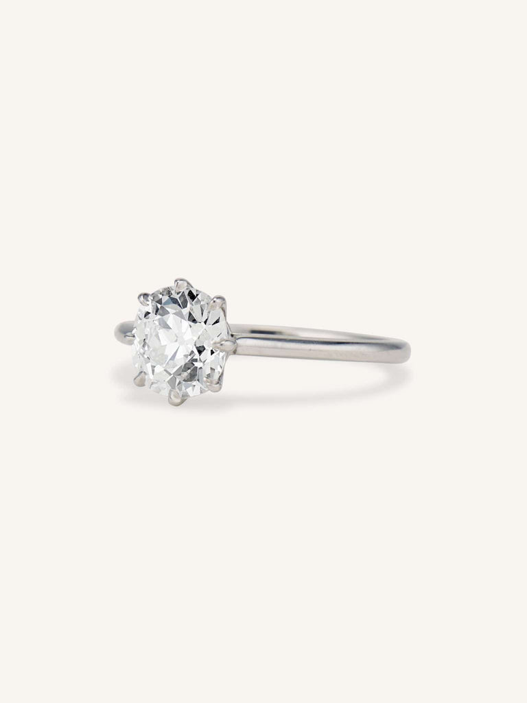 Antique Old Mine Cushion Cut Diamond Platinum Engagement Ring Astrid 1.58